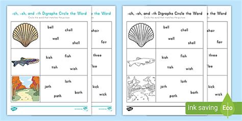 Ch Sh And Th Digraphs Circle The Word Activity Worksheet