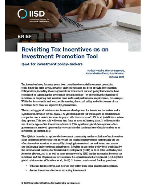 Revisiting Tax Incentives As An Investment Promotion Tool Qanda For