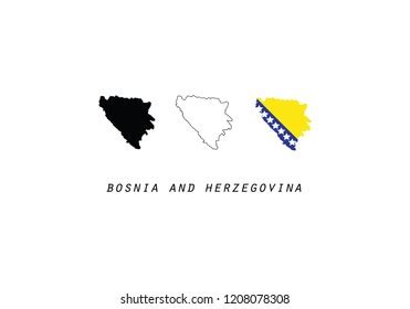 Bosnia Herzegovina Outline Map Country Shape Stock Vector Royalty Free