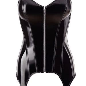 Black Vinyl Suspender Basque Etsy UK