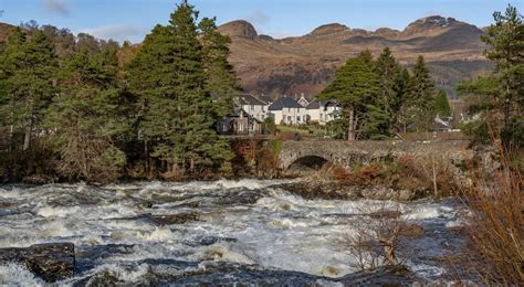 Photographs and map of Killin Village on Loch Tay in Central Scotland