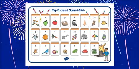 Bonfire Night Firework Themed Phase 2 Sound Mat Twinkl