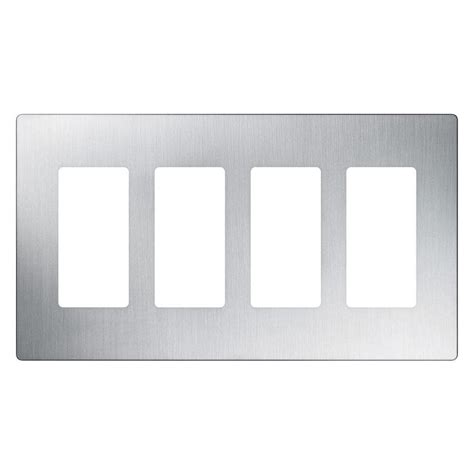 Lutron Claro 4 Gang Stainless Steel Quad Standard Wall Plate At