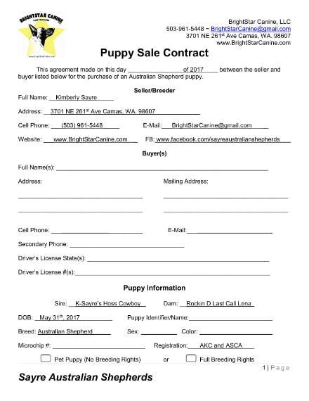 8 Puppy Sales Contract Templates Word Google Docs Apple Pages