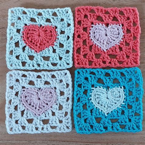 Granny Square With Heart Crochet Pattern