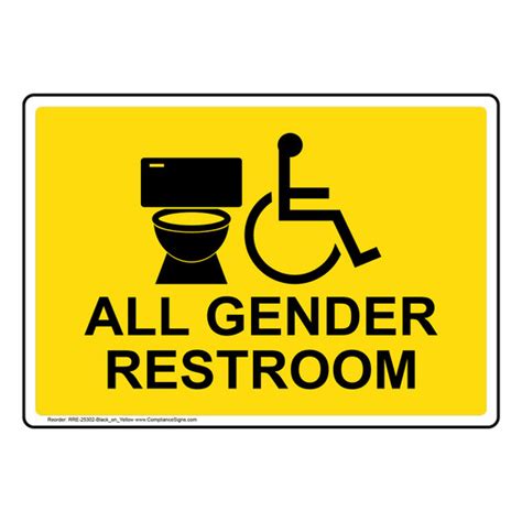 All Gender Restroom Sign With Symbol Rre Blkonylw Restrooms