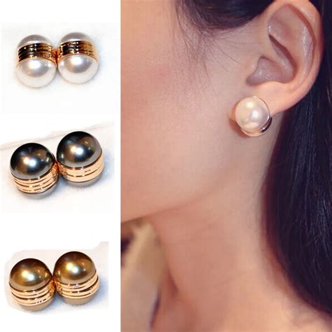 New Simulated Pearl Magnet Clip Earring For Women Non Pierced