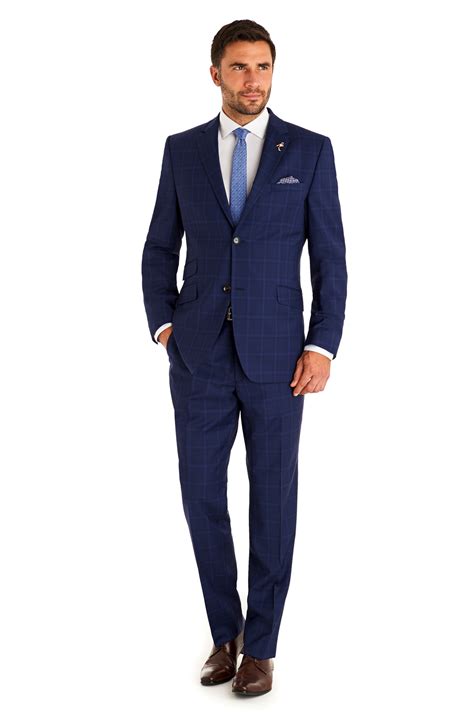 Ted Baker Regular Fit Blue Check Suit In Blue For Men Lyst