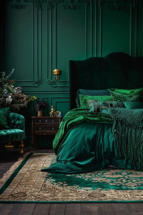 Emerald Green Boho Bedroom Ideas In Boho Bedroom Hunter