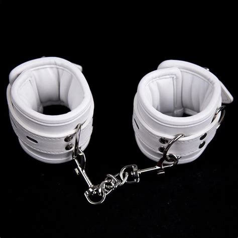 White Soft Pu Leather Hand Cuffs Ankle Cuffs Bondage Restraints Adult