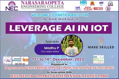 Department Of ECE Organizing One Week Workshop On LEVERAGE AI IN IoT