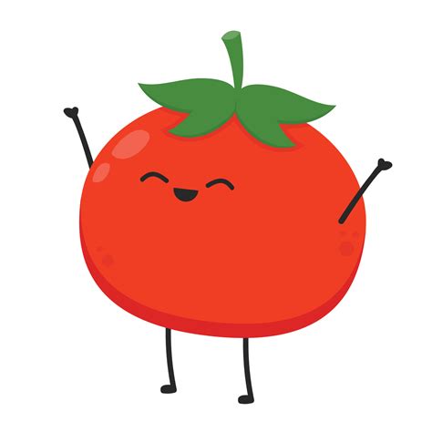 Cute Tomato Character Design Happy Vegetable Vector Illustration