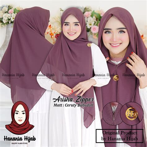 Jual Khimar Arisha Zipper Syari Hijab Segiempat Instan Zipper 150x150