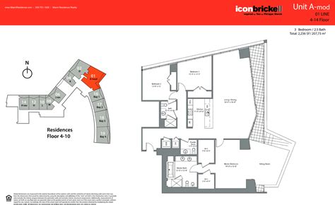 Floorplan For On Floors In Icon Brickell Tower 1