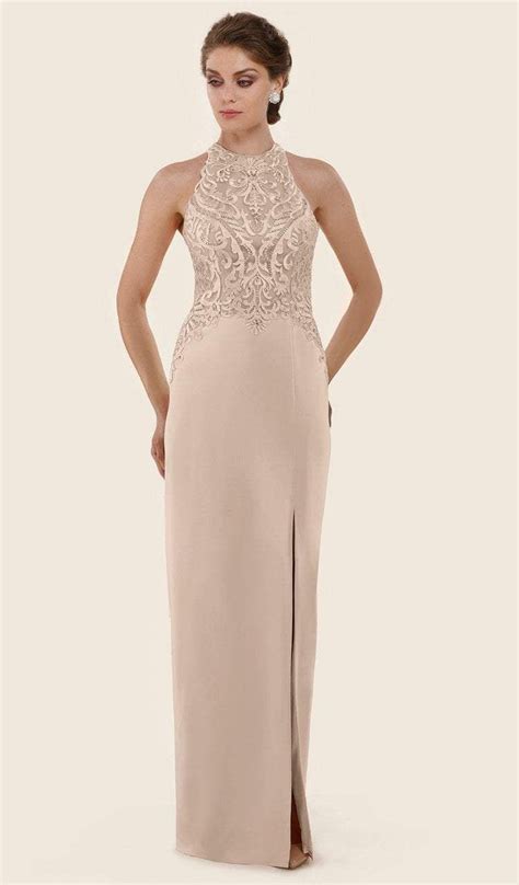 Rina Di Montella Rd2611 Beaded Lace Halter Sheath Dress Mob Dresses