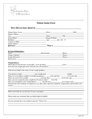 Fillable Online Adult Intake Formshealth In Focus Fax Email Print