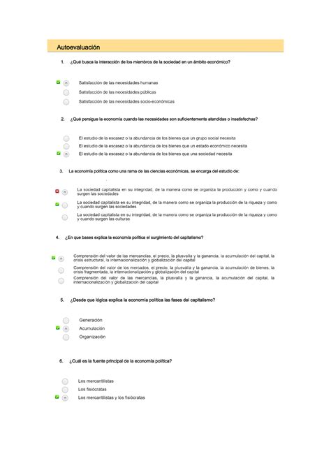 Autoevaluacion Y Econom A Pol Tica Economia Politica