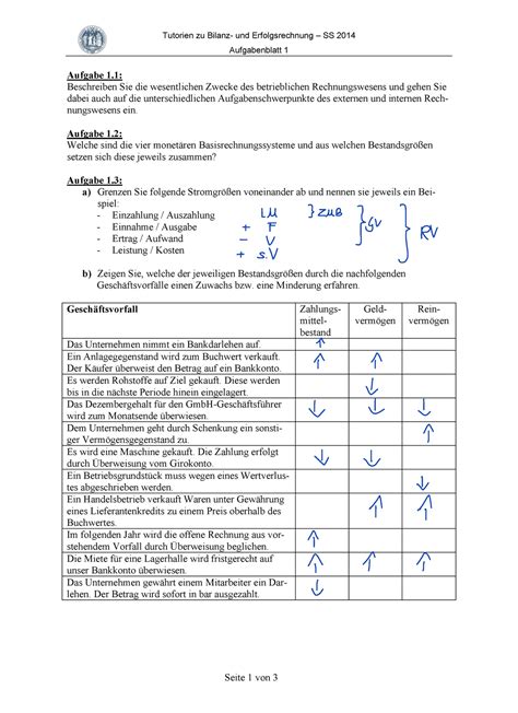 Bilanz Und Erfolgsrechnung Tutorium Tutorien Zu Bilanz Und