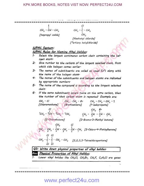 Chemistry Cha 17 Alkyl Halides FSc Class 12 Notes