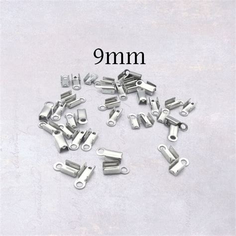 X Stainless Steel X Mm Folding Cord End Tips Crimps Suits Etsy