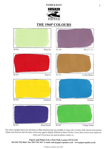 1960s Paint Colours Patrick Baty Historical Paint Consultant