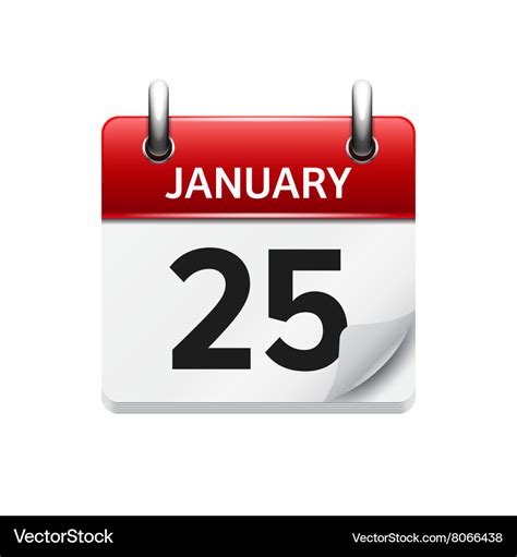 January 25 flat daily calendar icon Date Vector Image