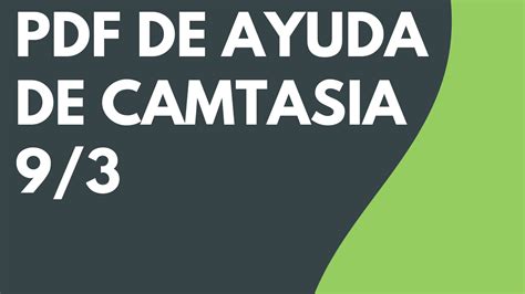 PDF De Ayuda De Camtasia 9 3 Camtasia Tutorial