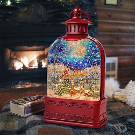 The Holiday Aisle Musical Snow Globe Water Lantern Lighted With Flying