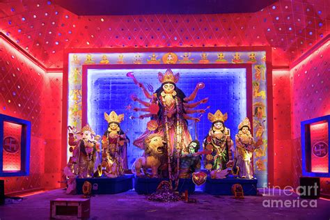 Exterior Of Decorated Durga Puja Pandal At Kolkata West Bengal India