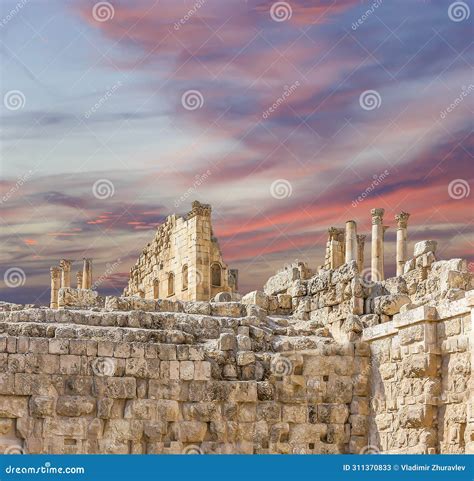 Roman Ruins In The Jordanian City Of Jerash Gerasa Of Antiquity