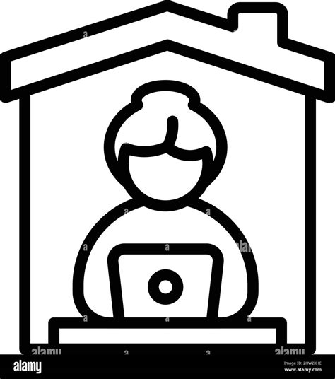 Freelancer Isolation Icon Outline Vector House Isolation Self Remote