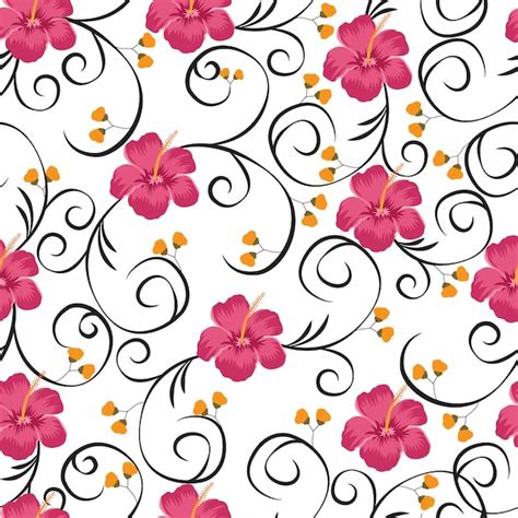 Patrón floral transparente dibujado a mano Vector Premium