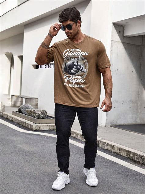 Manfinity LEGND Men S Plus Size T Shirt With Letter And Hand Gesture