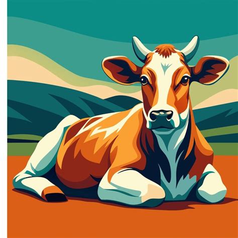 Cow Lying Down Flat Vector | Premium AI-generated vector