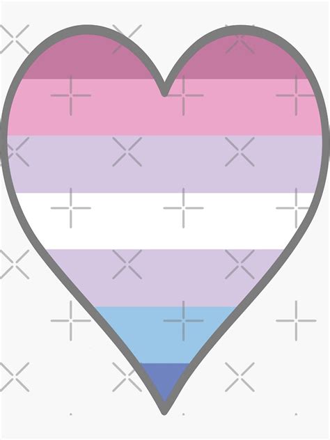 Bigender Pride Flag Heart Gray Sticker By F Phantomart Redbubble