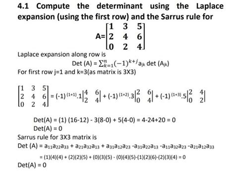 Solved 41 Compute The Determinant Using The Laplace