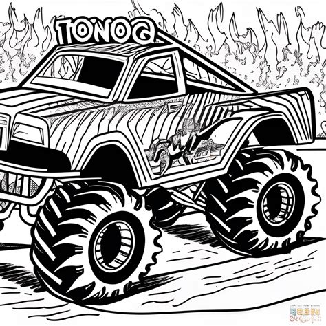 Monster Truck Competition Crush Coloring Page Creative Fabrica