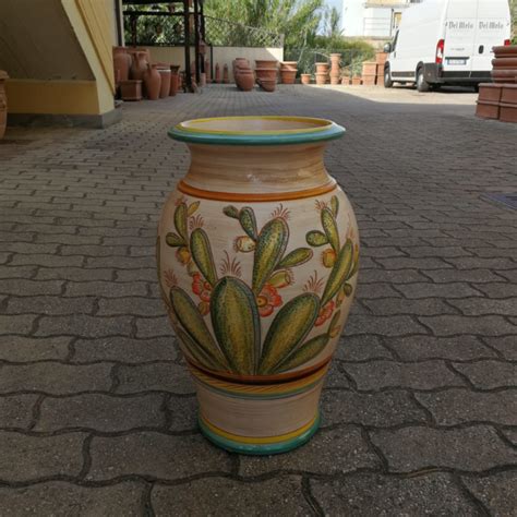 Portaombrelli Vaso In Ceramica Di Deruta Decoro Cactus