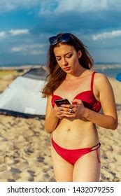 Bikini Model Posing Sexy Front Rocks Stock Photo Shutterstock