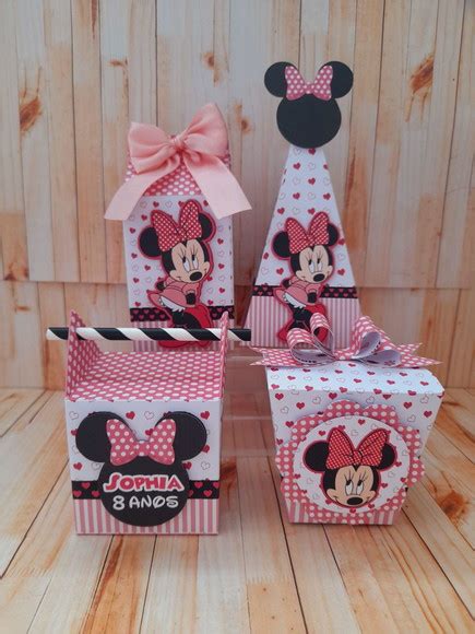 Kit 20 Lembrancinhas Personalizadas Minnie Rosa Elo7