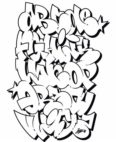 Graffiti Alphabet Letters And Numbers Drawn In Black Ink