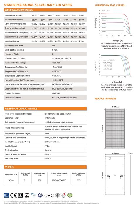 ERA 72HC Monocrystalline Half Cut Solar Module Solar Module Solar Light