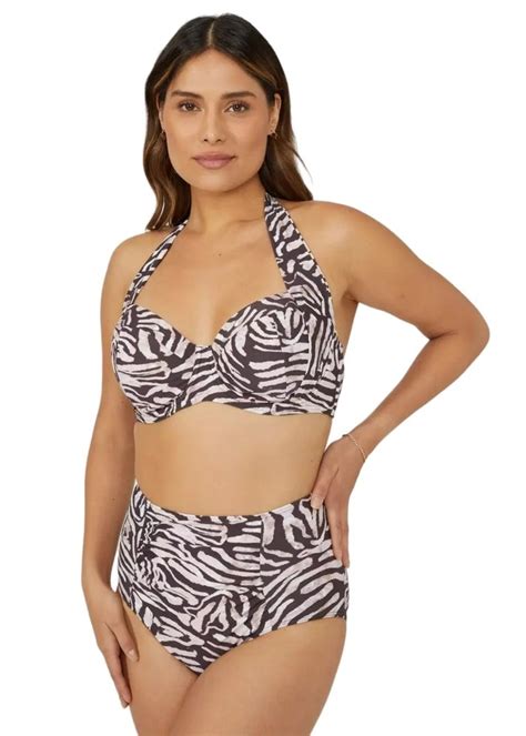 Gorgeous Black White Zebra Print High Waist Bikini Bottoms Matalan