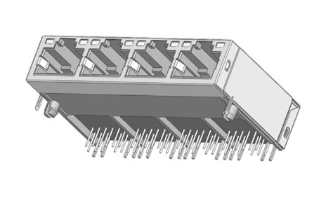 Magnetic Modular Jack RJ45 1 4 Port Tab Up 10G Base T Shielded W