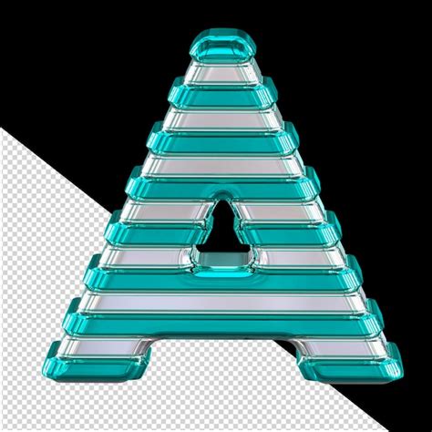 S Mbolo Plateado Con Finas Tiras Horizontales Turquesa Letra A