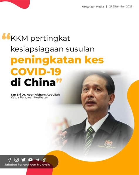 Kkm Pertingkat Kesiapsiagaan Susulan Peningkatan Kes Covid Di China