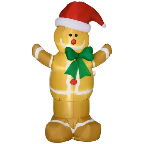 Homcom 183cm Christmas Inflatable Gingerbread Man Aosom Uk