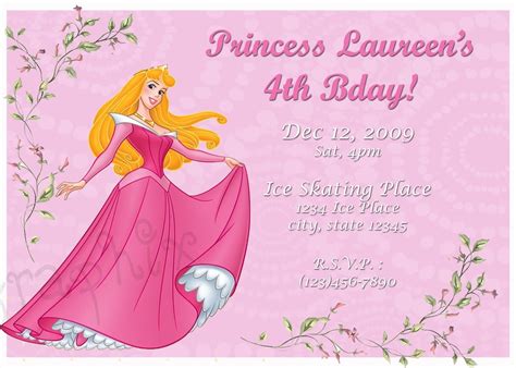 Sleeping Beauty Princess Aurora Birthday Invitation