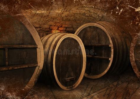 Wine Cellar With Old Oak Barrels In Vintage Style Stock Image Image