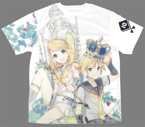 駿河屋 B鏡音リン＆鏡音レンレン王冠 10周年 フルグラフィックtシャツ ホワイト フリーサイズ 「vocaloid」（tシャツ）